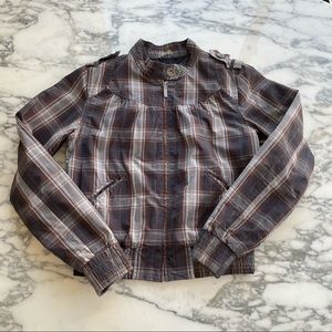 TOPSHOP Moto plaid bomber